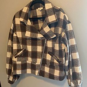 UEC Large plaid wool bomber jacket